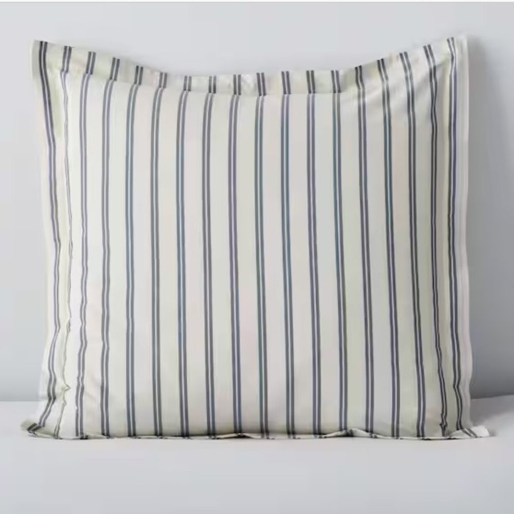 The Company Store Narrow Stripe Classic Cool Cotton Percale Pillow Sham-Euro